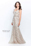 Formal Dresses Long Beaded Lace Metallic Evening Formal Dress Cappuccino