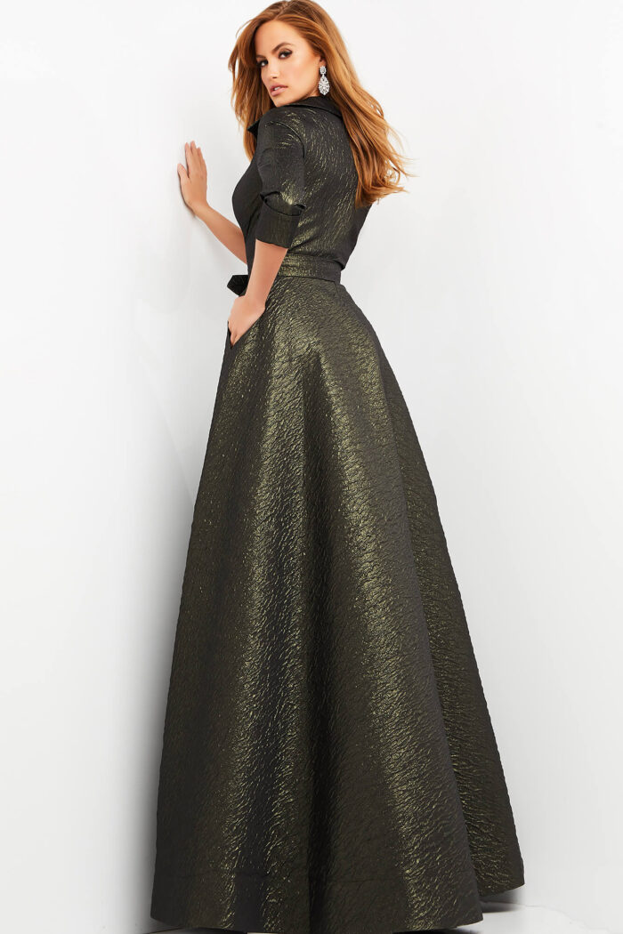 Prom Dresses Long Pleated A Line Metalic Formal Prom Dress OLIVE