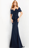 Mother of the Bride Dresses Mother of the Bride Ruched Shawl Long Dress Navy