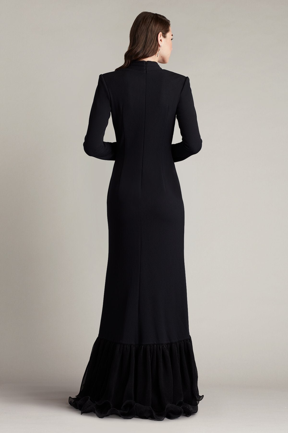 Formal Dresses Long Formal Evening Pleated Ruffle Dress Black