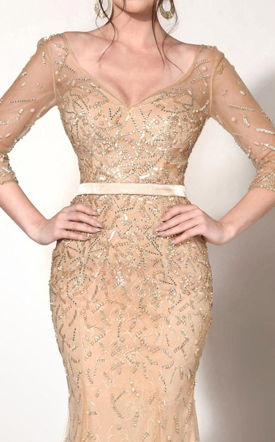 Formal Dresses Long Beaded Sequin Evening Formal Dress Gold