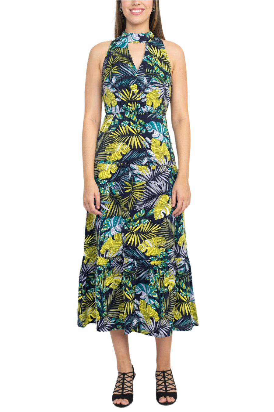 Cocktail Dresses Printed Midi Length Cocktail Dress Blue Multi