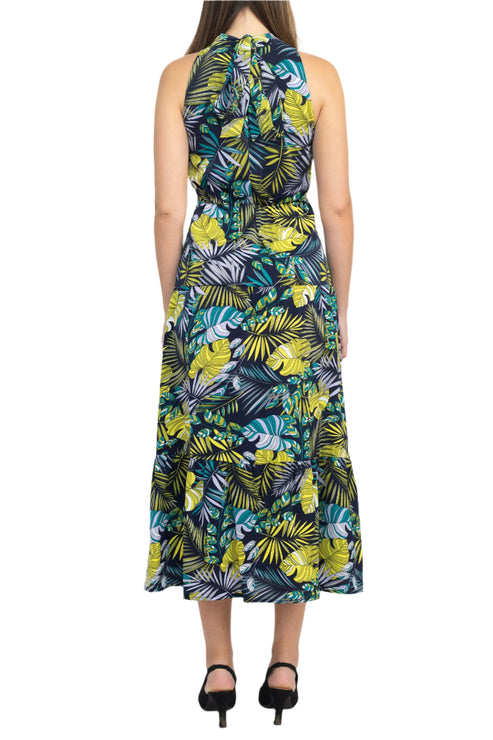 Cocktail Dresses Printed Midi Length Cocktail Dress Blue Multi