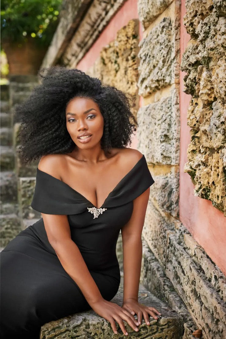 Formal Dresses Beaded Long Pleated Formal Dress Black