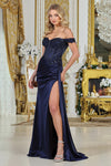Prom Dresses Pleated Long Formal Corset Prom Dress Navy