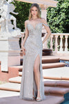 Prom Dresses Prom Corset Fitted Long Formal Dress Silver/Nude