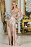 Prom Dresses Long Formal Fitted Corset Beaded Prom Dress Champagne
