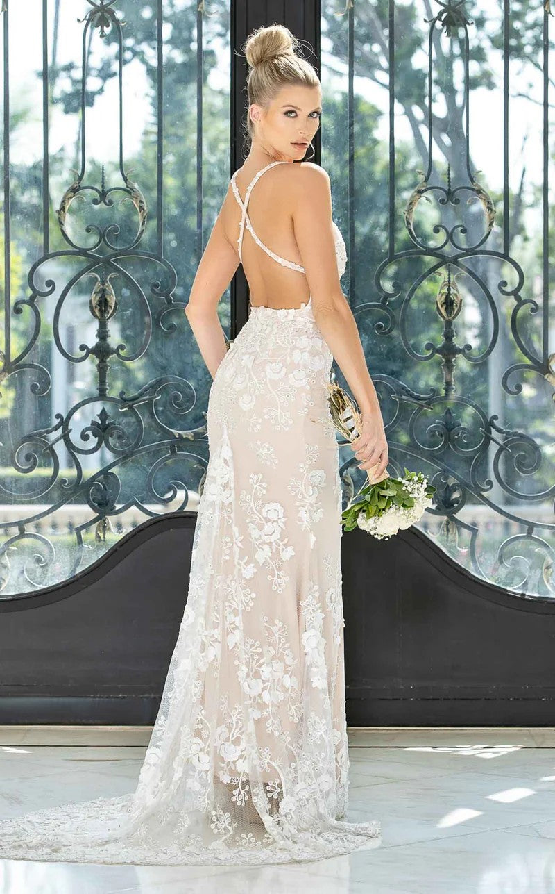 Wedding Dresses Long Mermaid Beaded Floral Wedding Dress White