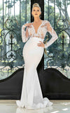 Wedding Dresses Fitted Long Bridal Lace Wedding Dress White