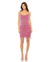 Cocktail Dresses Short Slim Strap Beaded Fringe Mini Slip Dress Hot Pink