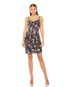 Cocktail Dresses Short Floral Sequin Beaded Cocktail Mini Dress Black Multi