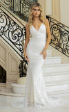 Wedding Dresses Simple Long Bridal Lace Fitted Wedding Dress White