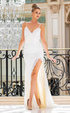 Wedding Dresses Fitted Bridal Gown Slit Lace Wedding Dress White