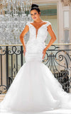 Wedding Dresses Long Mermaid Lace Applique Wedding Dress White