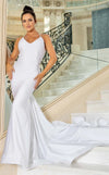 Wedding Dresses Fitted Simple Bridal Gown Beaded Wedding Dress White