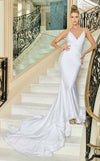 Wedding Dresses Long Fitted Mermaid Beaded Simple Wedding Dress White