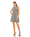 Cocktail Dresses Sleeveless A Line Sequin Checkered Short Dress Black White