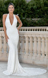 Wedding Dresses Long Fitted Bridal Wedding Dress White