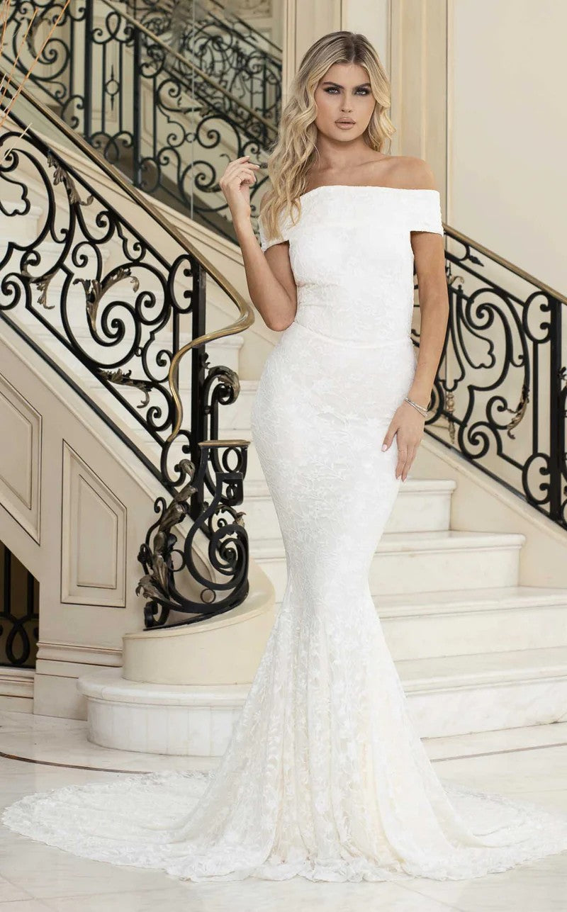 Wedding Dresses Long Fitted Bridal Lace Wedding Dress White