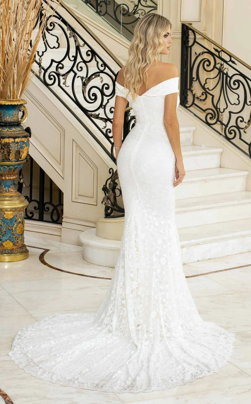 Wedding Dresses Long Fitted Bridal Lace Wedding Dress White