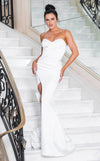 Wedding Dresses Simple Long Bridal Gown Fitted Slit Wedding Dress White