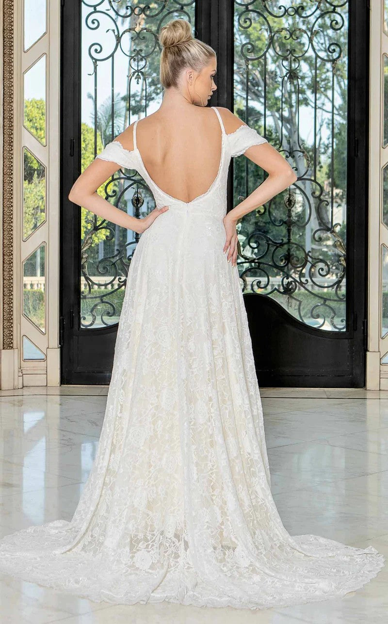 Wedding Dresses A Line Bridal Long Simple Lace Wedding Dress White