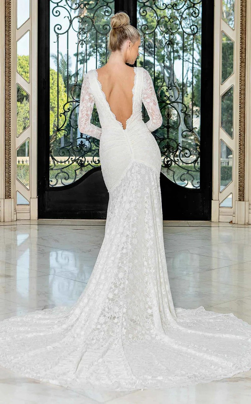 Wedding Dresses Bridal Lace Long Sleeve Wedding Dress White