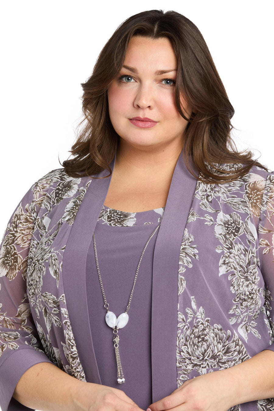 Plus Size Dresses Short Plus Size Two Piece Printed Jacket Dress Lavender