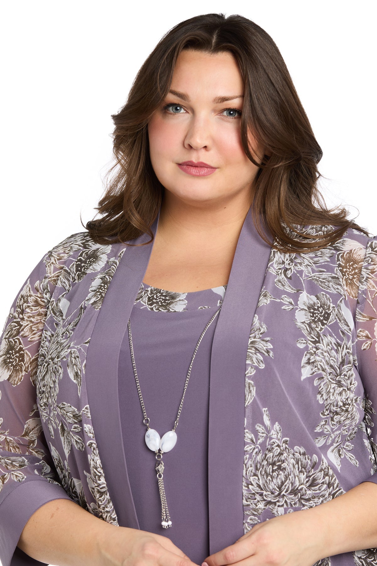 Plus Size Dresses Short Plus Size Two Piece Printed Jacket Dress Lavender