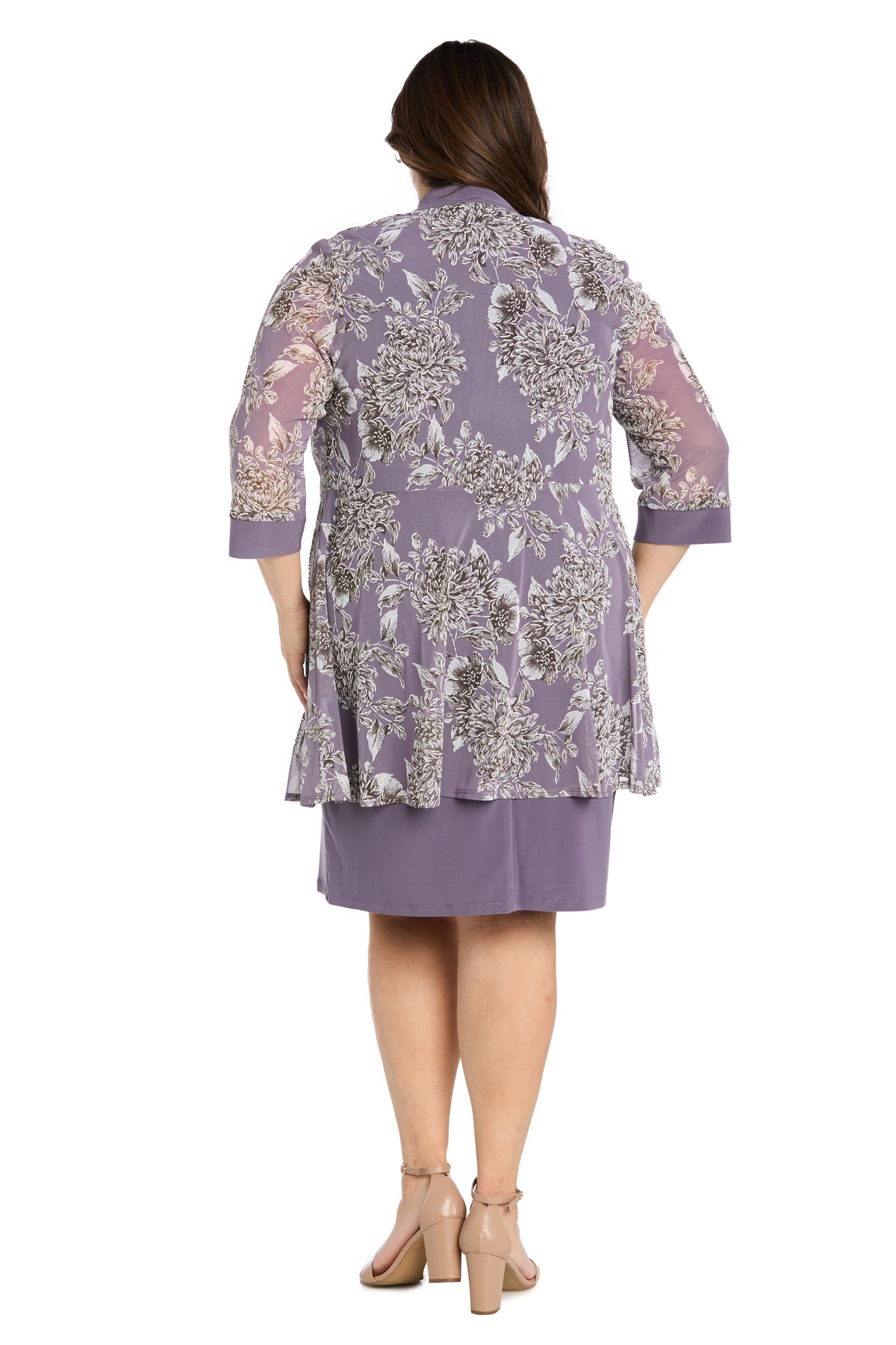 Plus Size Dresses Short Plus Size Two Piece Printed Jacket Dress Lavender