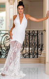 Wedding Dresses Simple Long Mermaid Lace Wedding Dress White