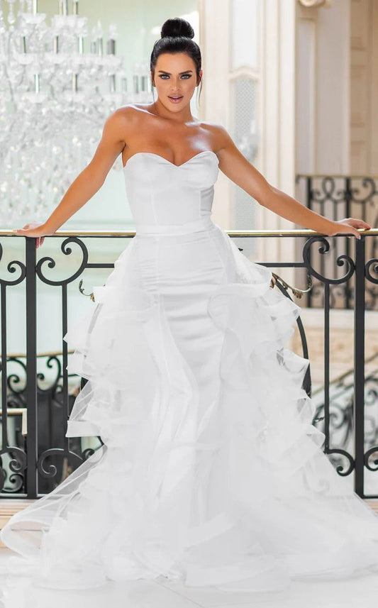 Wedding Dresses Long Layered Wedding Dress White