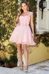 Cocktail Dresses Short Homecoming Lace Applique Cocktail Dress Blush