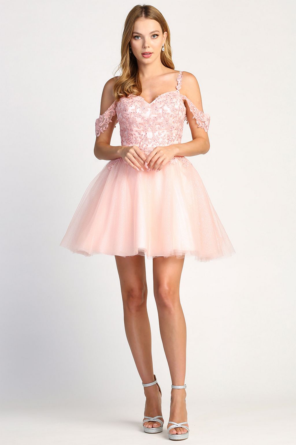 Wedding DressesShort A Line Homecoming Glitter Cocktail Dress Blush