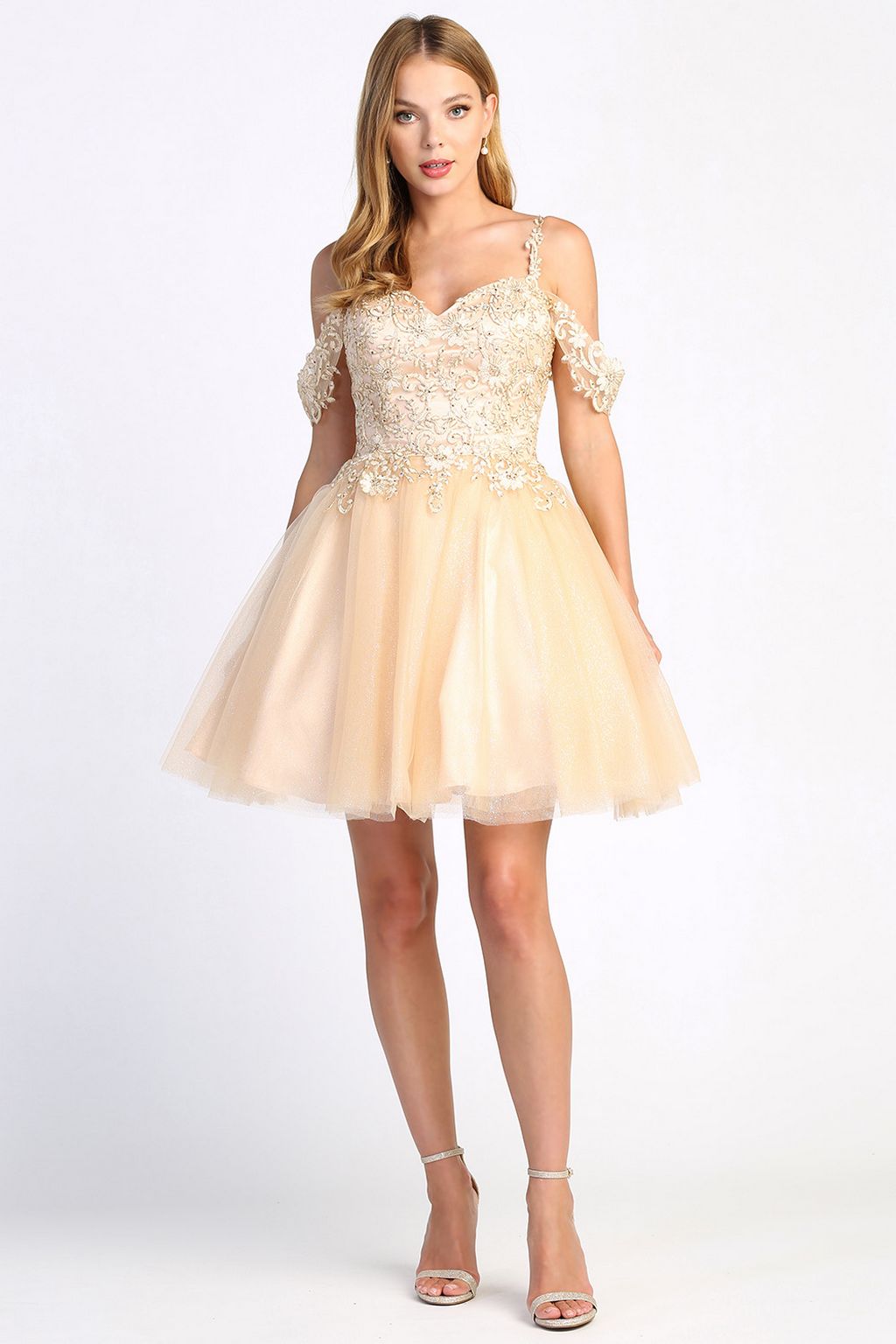 Wedding DressesShort A Line Homecoming Glitter Cocktail Dress Champagne