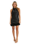 Cocktail Dresses Short Feather Halter Cocktail Dress Black