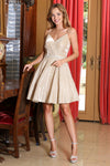 Cocktail Dresses Pleated Homecoming Short Metallic Glitter Cocktail Dress Champagne