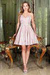 Cocktail Dresses Pleated Homecoming Short Metallic Glitter Cocktail Dress Rose