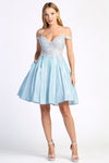 Cocktail Dresses Short Metallic Homecoming Glitter Cocktail Dress Baby Blue