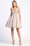Cocktail Dresses Short Metallic Homecoming Glitter Cocktail Dress Rose