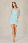 Cocktail Dresses Short Sequin Fitted Cocktail Dress Light Blue