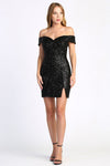 Cocktail Dresses Short Homecoming Fitted Sequin Cocktail Dress Black
