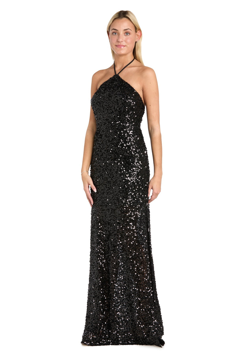 Prom Dresses Slit Sequin Long Formal Fitted Evening Prom Dress Black