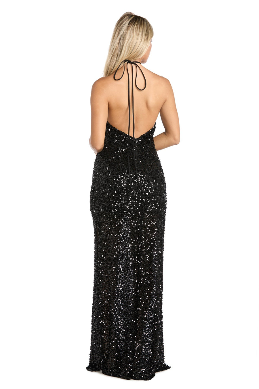 Prom Dresses Slit Sequin Long Formal Fitted Evening Prom Dress Black