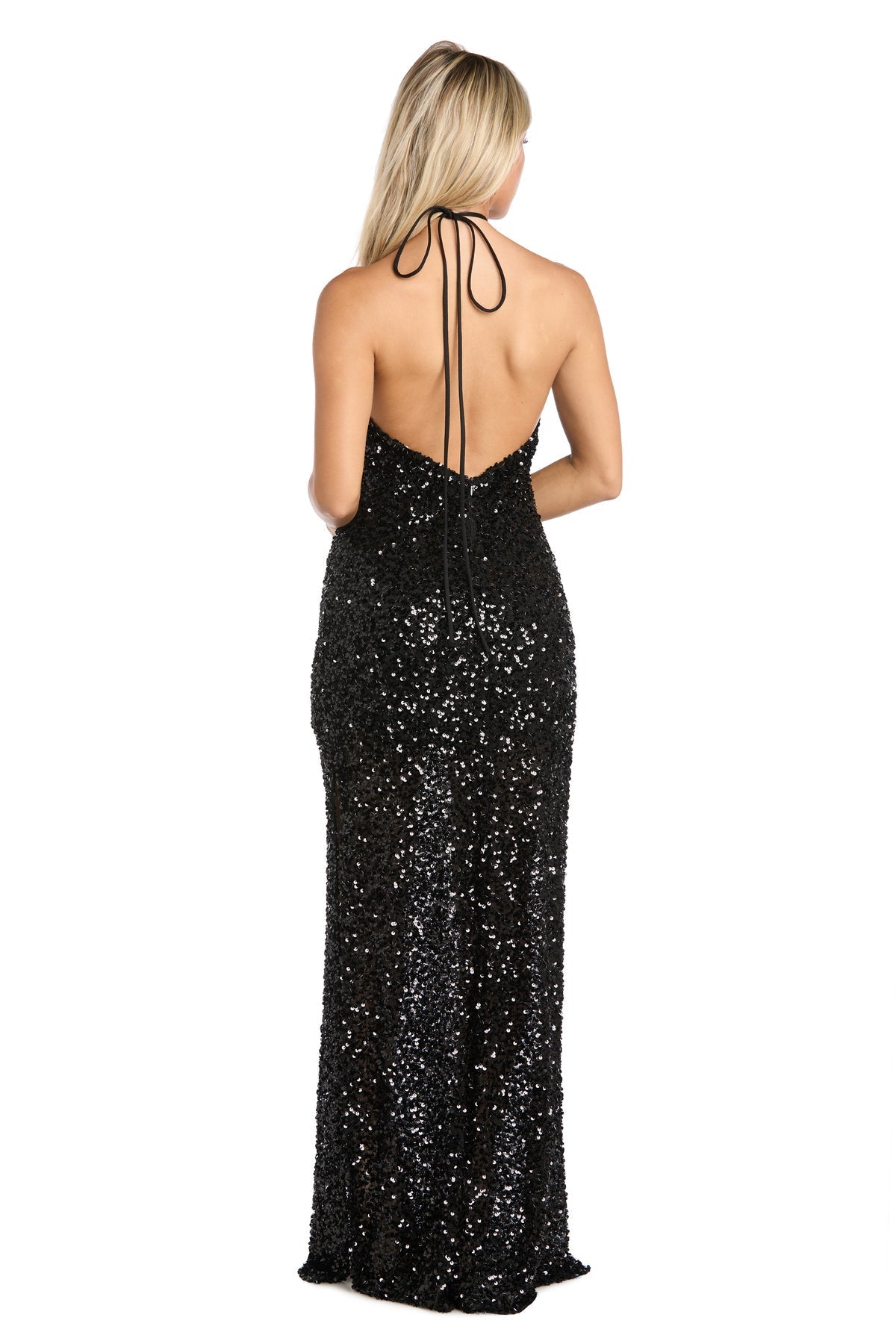 Prom Dresses Slit Sequin Long Formal Fitted Evening Prom Dress Black