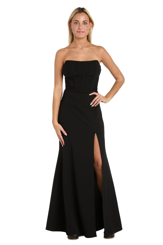 Prom Dresses Long Formal Fitted Slit Prom Dress Black