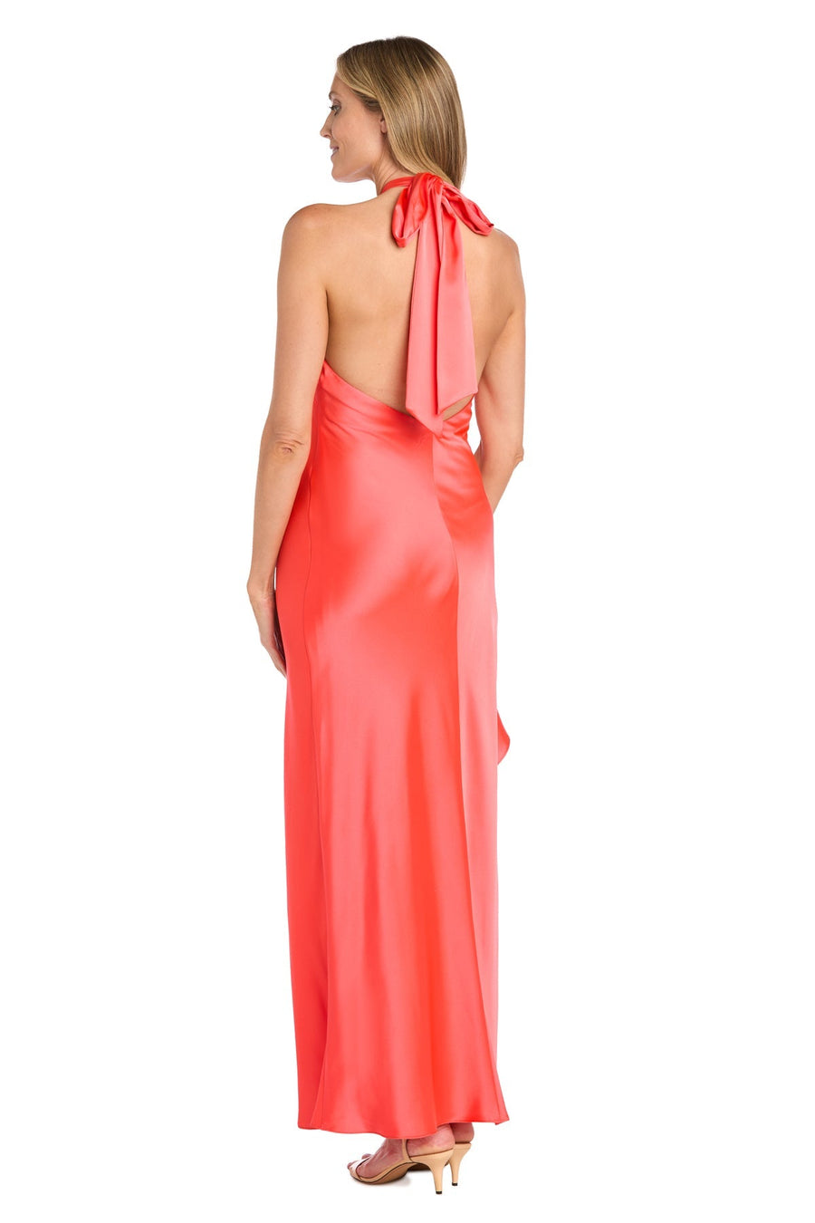 Formal Dresses Fitted Long Formal Ruffle Slit Evening Dress Tangerine