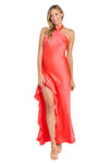 Formal Dresses Fitted Long Formal Ruffle Slit Evening Dress Tangerine