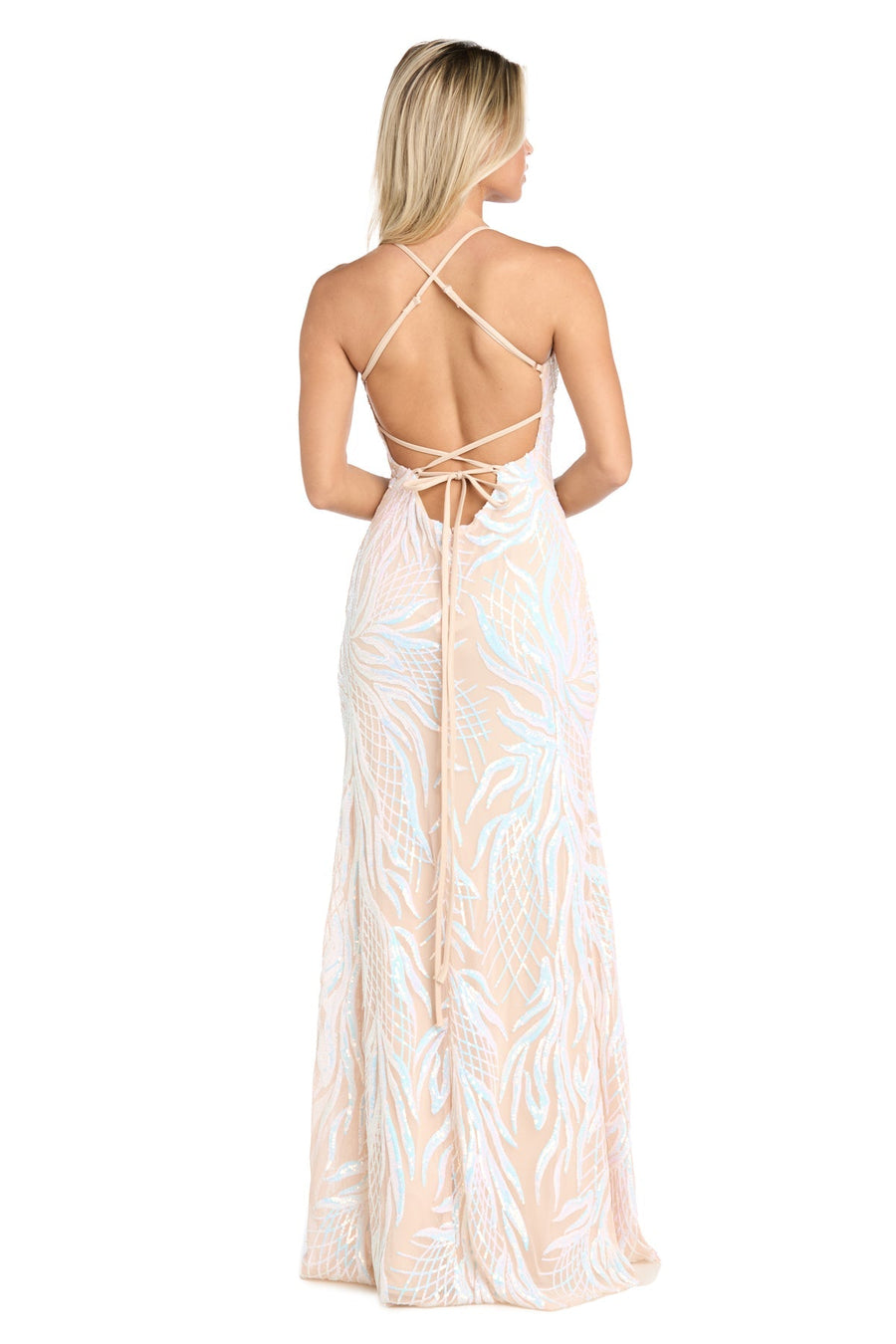 Prom Dresses Long Formal Sequin Prom Dress Ivory/Nude