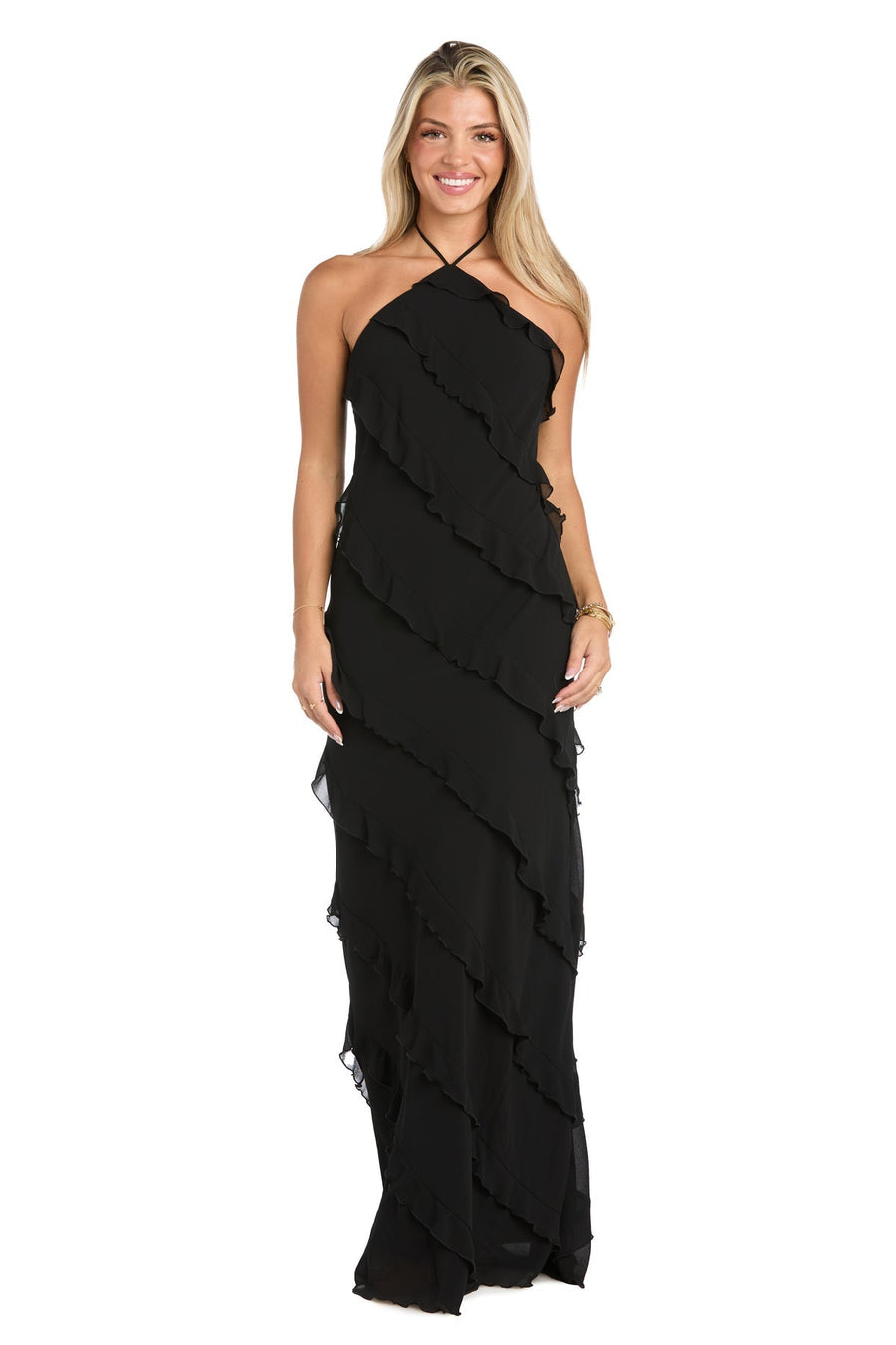 Prom Dresses Long Formal Ruffle Prom Dress Black